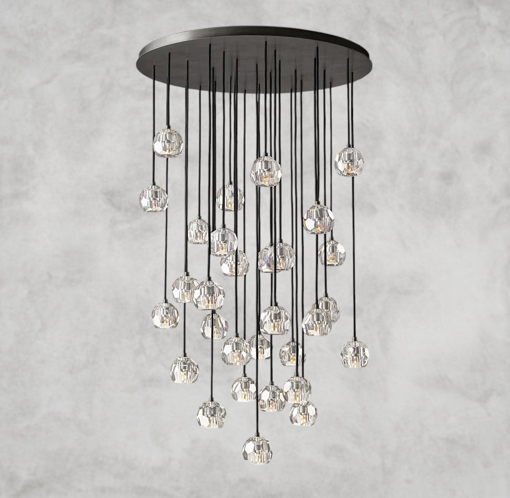 Boule De Cristal Clear/ Smoke Glass Round Cluster Chandelier 14", 19", 24", 30", 40"